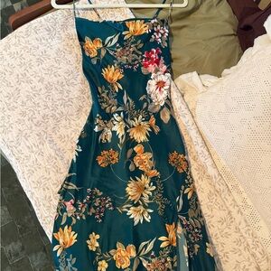 12th Tribe Teal Floral Midi Dress